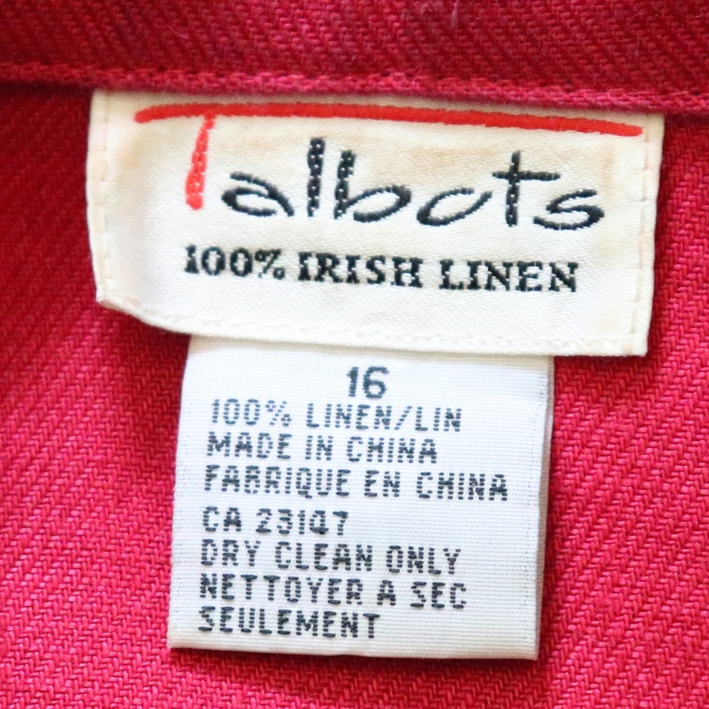 Talbots Linen Short L/S Jacket Raspberry Size 16 - Picture 2 of 6